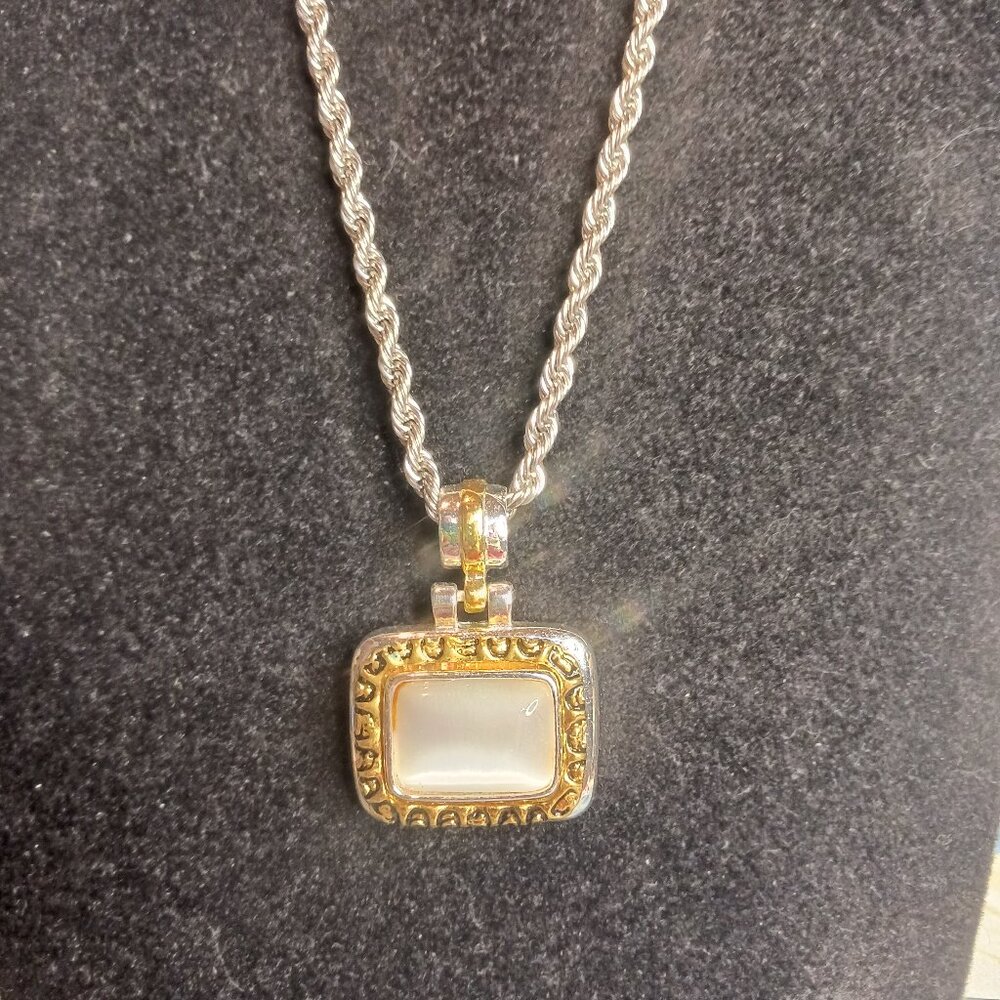 Michel Anthony Stainless Steel and Mother of Pearl Necklace